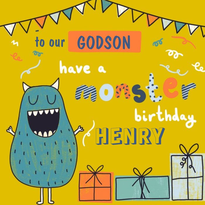 Monster Bunch To Our Godson Have A Monster Birthday Card