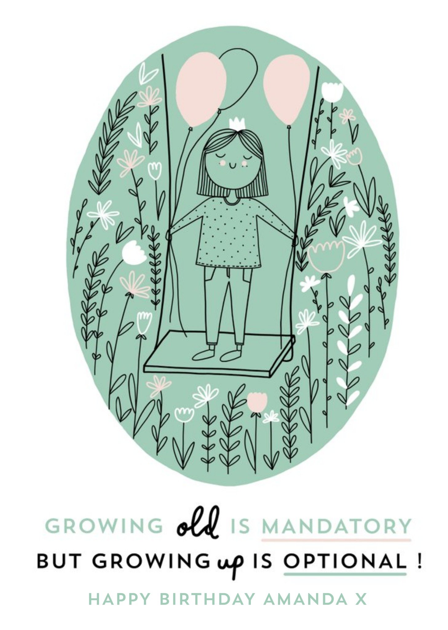 Moonpig Growing Up Is Optional Birthday Card, Large