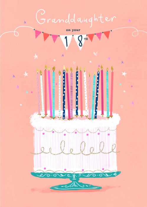 12th Birthday Card - Granddaughter - Purple Cake Pattern - Card Heaven