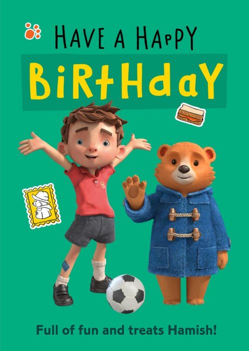 Paddington Bear Green Happy Birthday Card