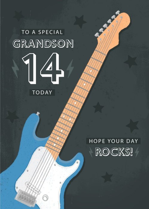 Guitar Hope Your Day Rocks Birthday Card