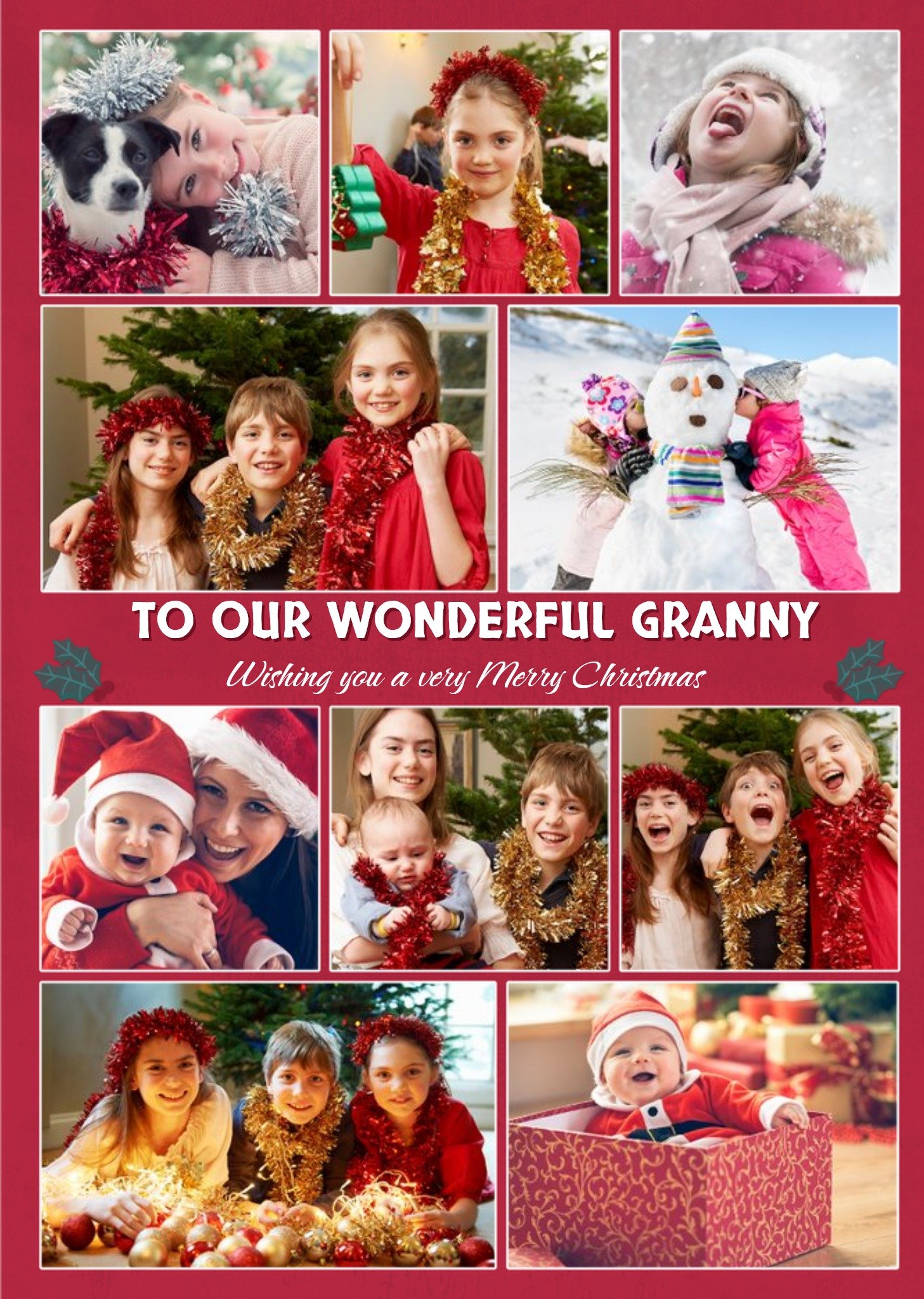 Moonpig Multi Photo Upload Christmas Card For Granny, Large