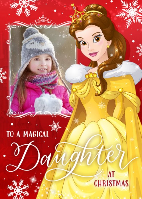 Disney Princess Beauty And The Beast Daughter Christmas Photo Upload Card