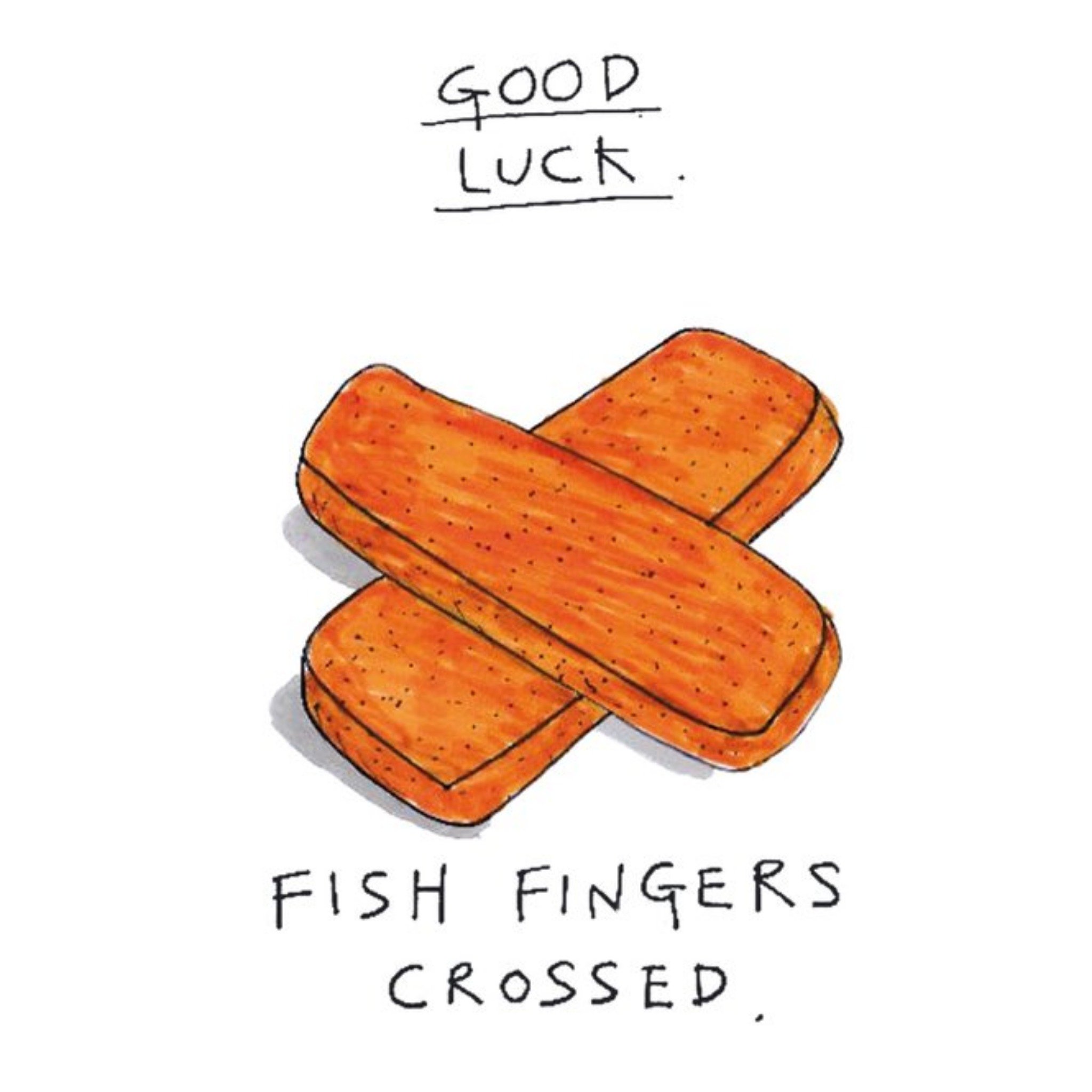 Moonpig Anon Sense Good Luck Fishfingers Card, Square