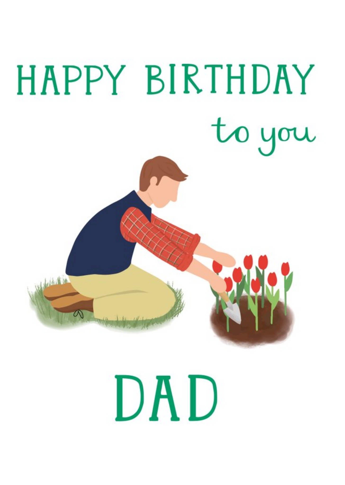 Illustration Of A Man Gardening Birthday Card Ecard