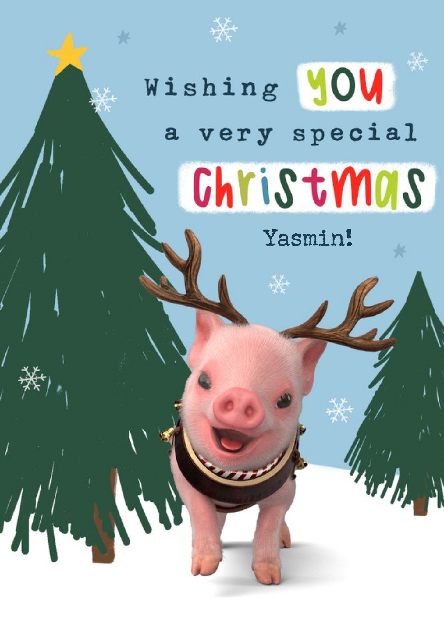 Moonpig Exclusive Moonpigs Cute Reindeer Pig Special Christmas Card Ecard