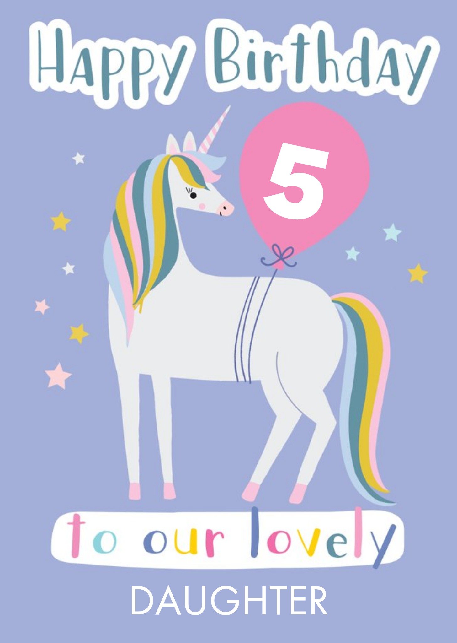 Moonpig Cute Unicorn Illustration Personalised Daughter Birthday Card Ecard