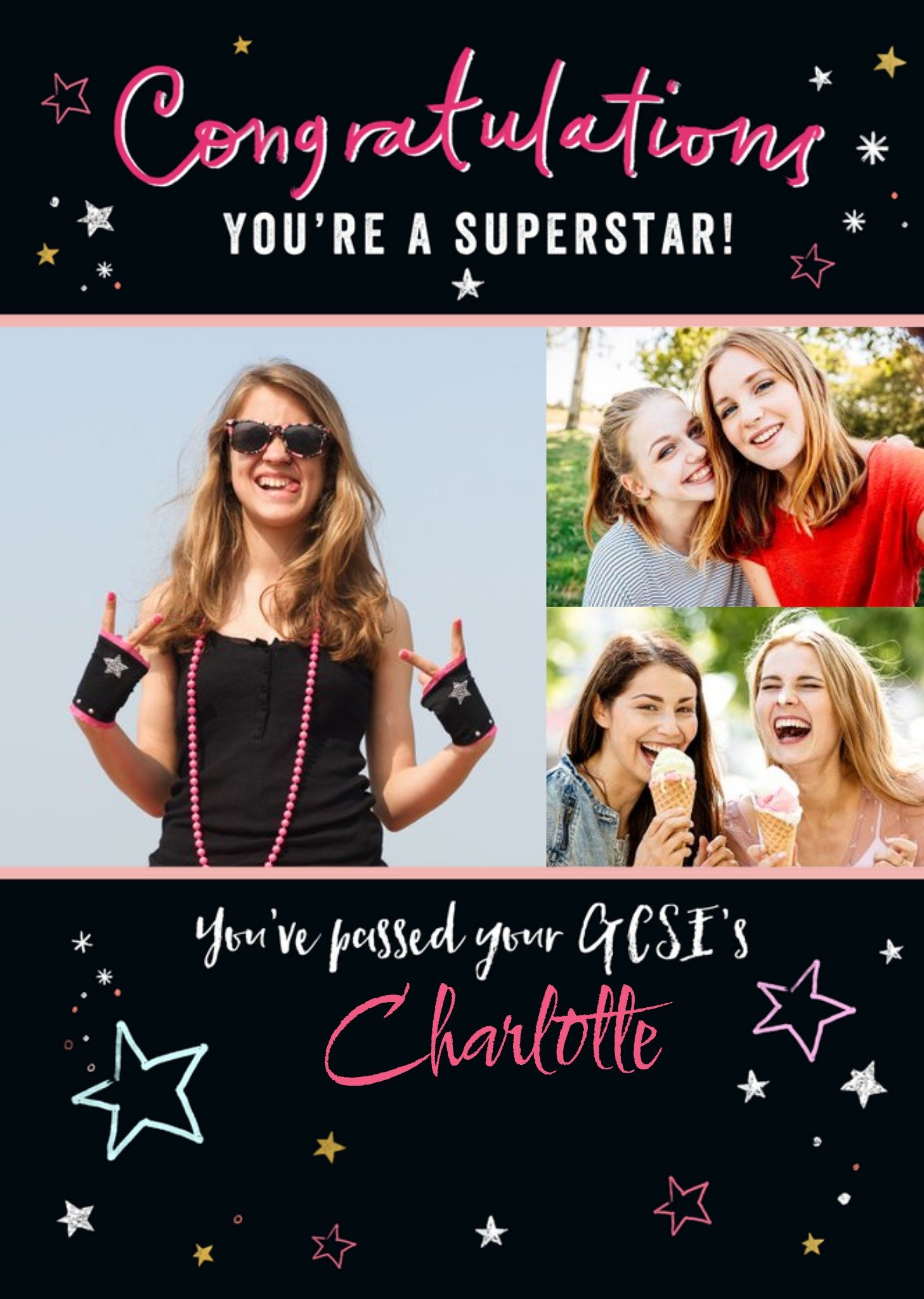 Moonpig Cogratulations You're A Superstar Photo Upload Exams Card, Large