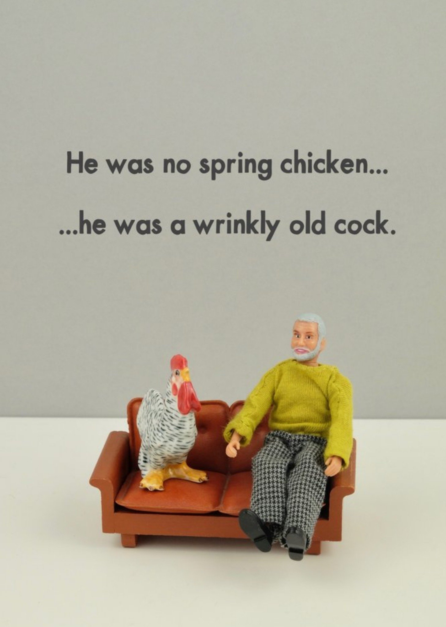 Bold And Bright Funny He Was A Wrinkly Old Cock Card, Large