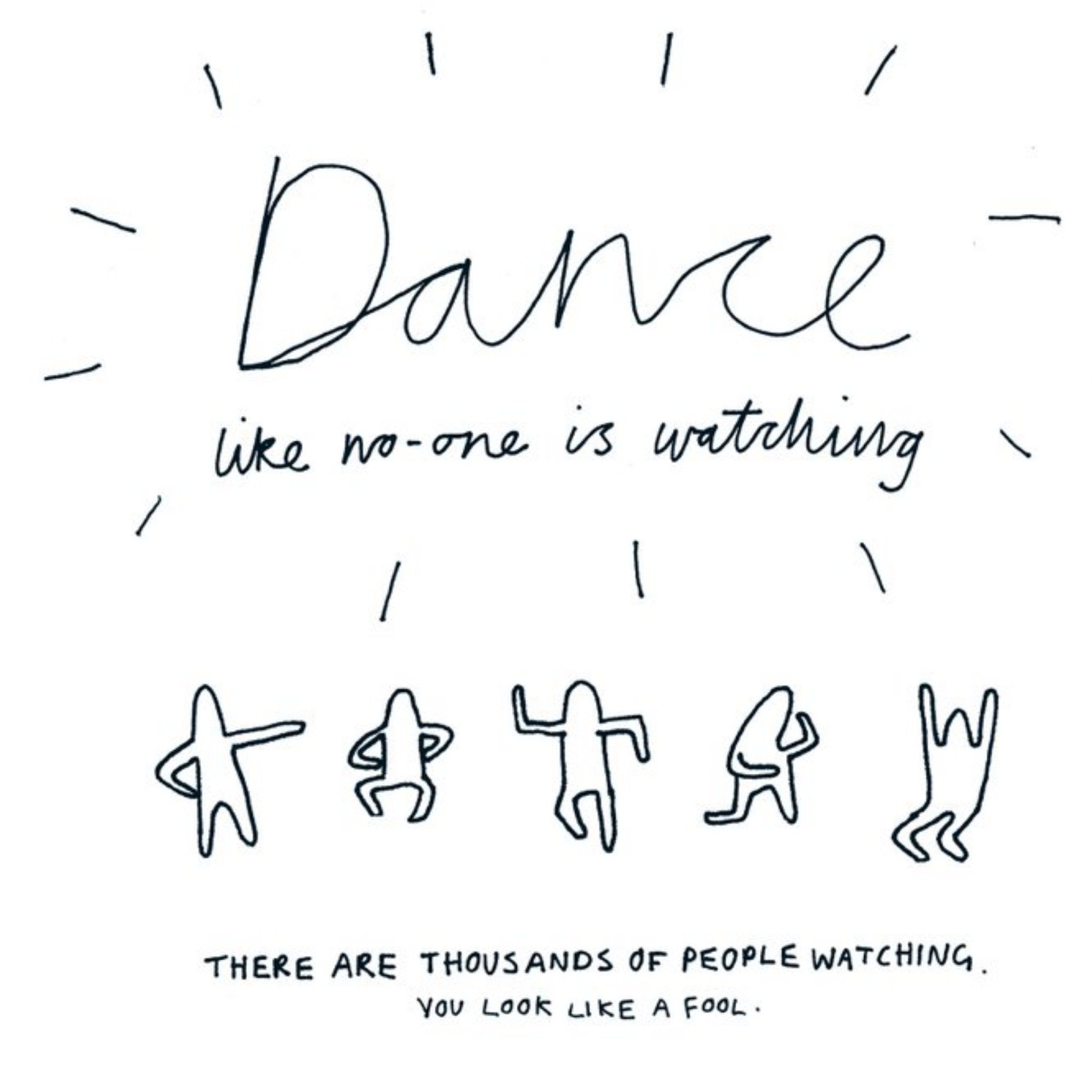 Moonpig Modern Typographical Dance Like No One Is Watching Birthday Card, Square