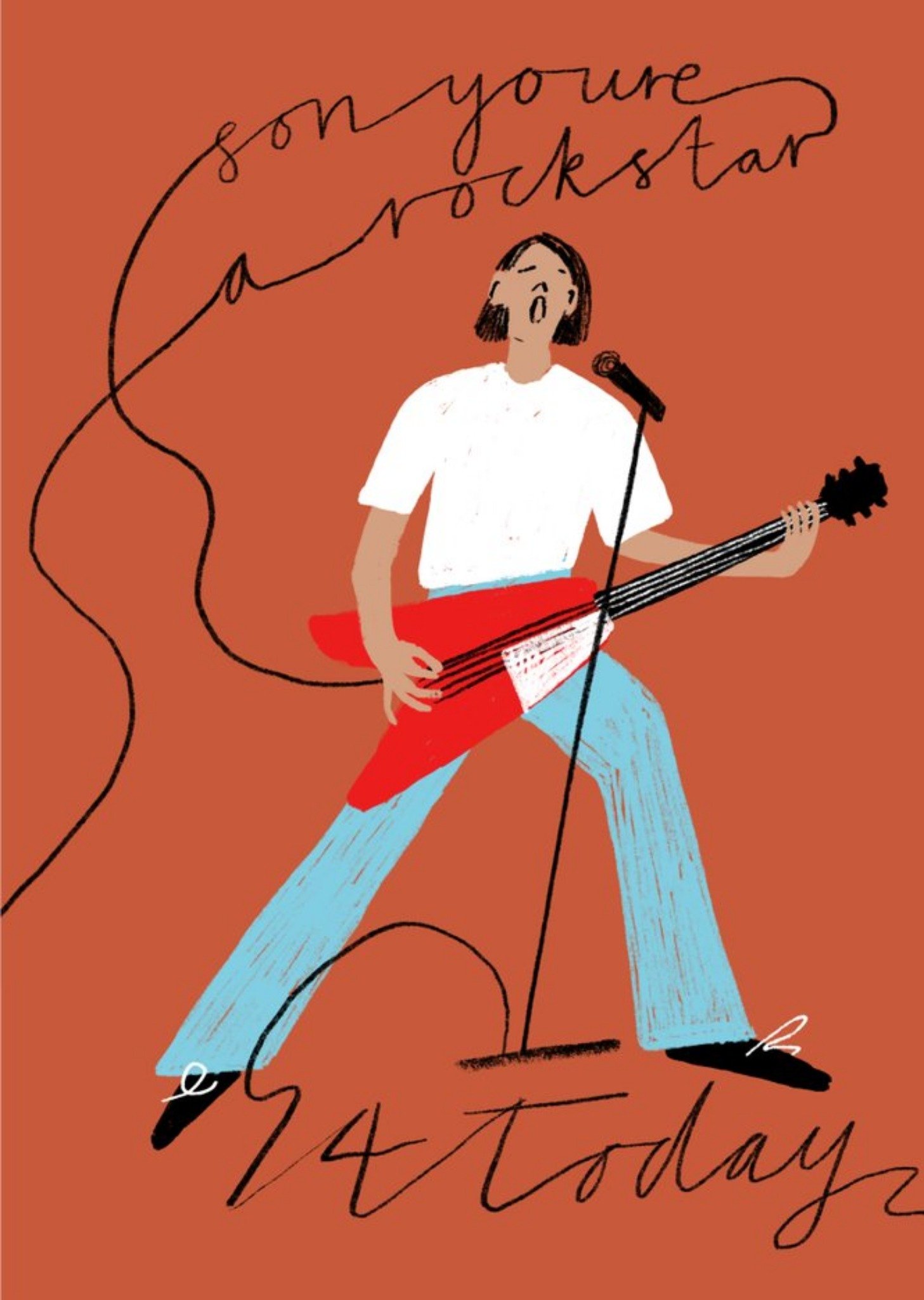 Illustration Son Youre A Rockstar Fourteen Today Birthday Card Ecard