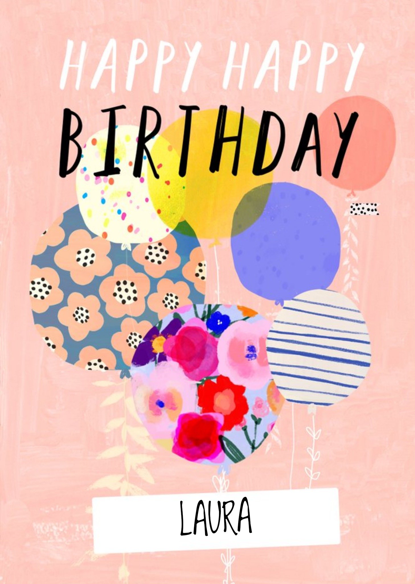 Katt Jones Floral Balloons Birthday Card Ecard