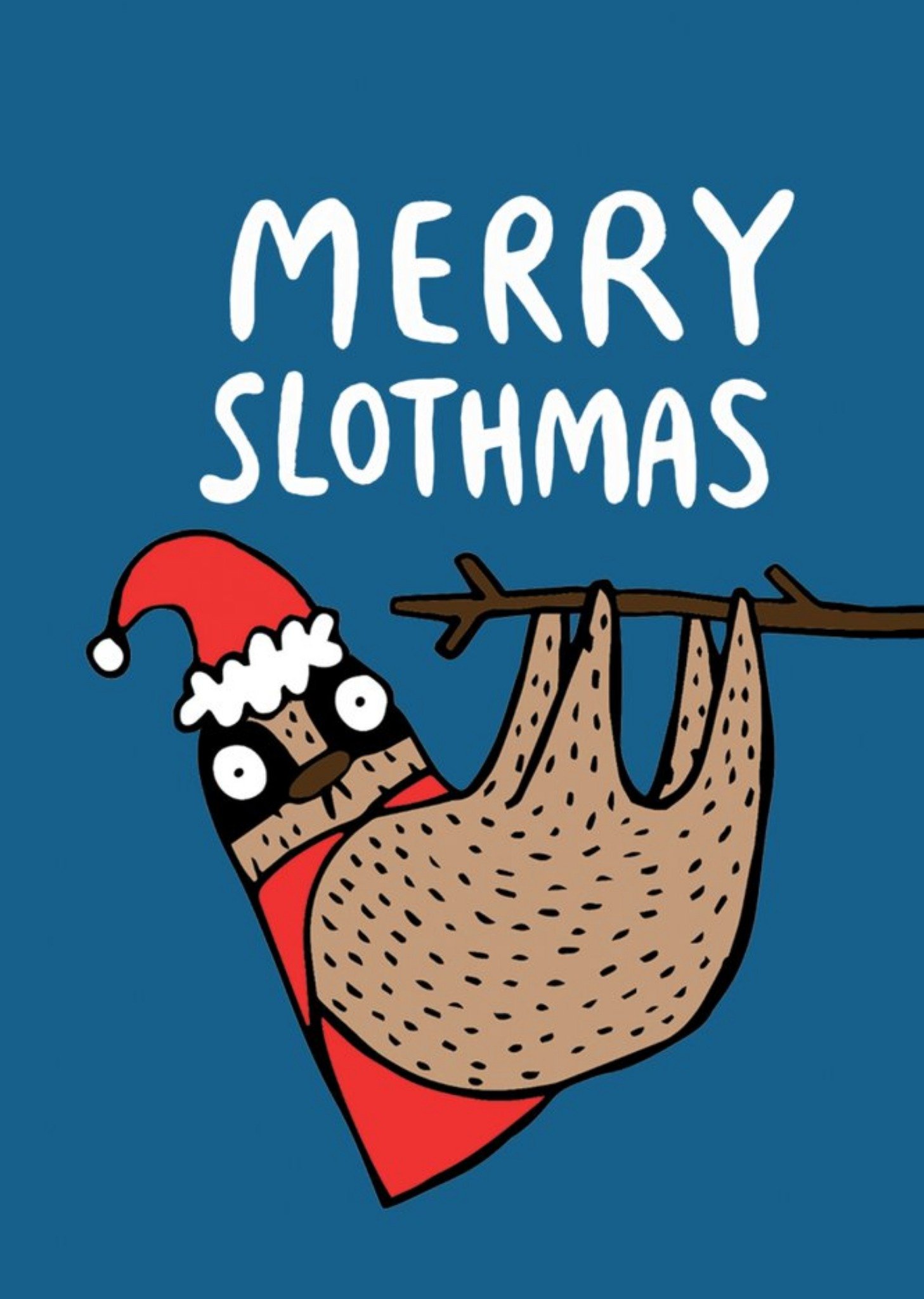 Cute Cartoon Pun Merry Slothmas Christmas Card