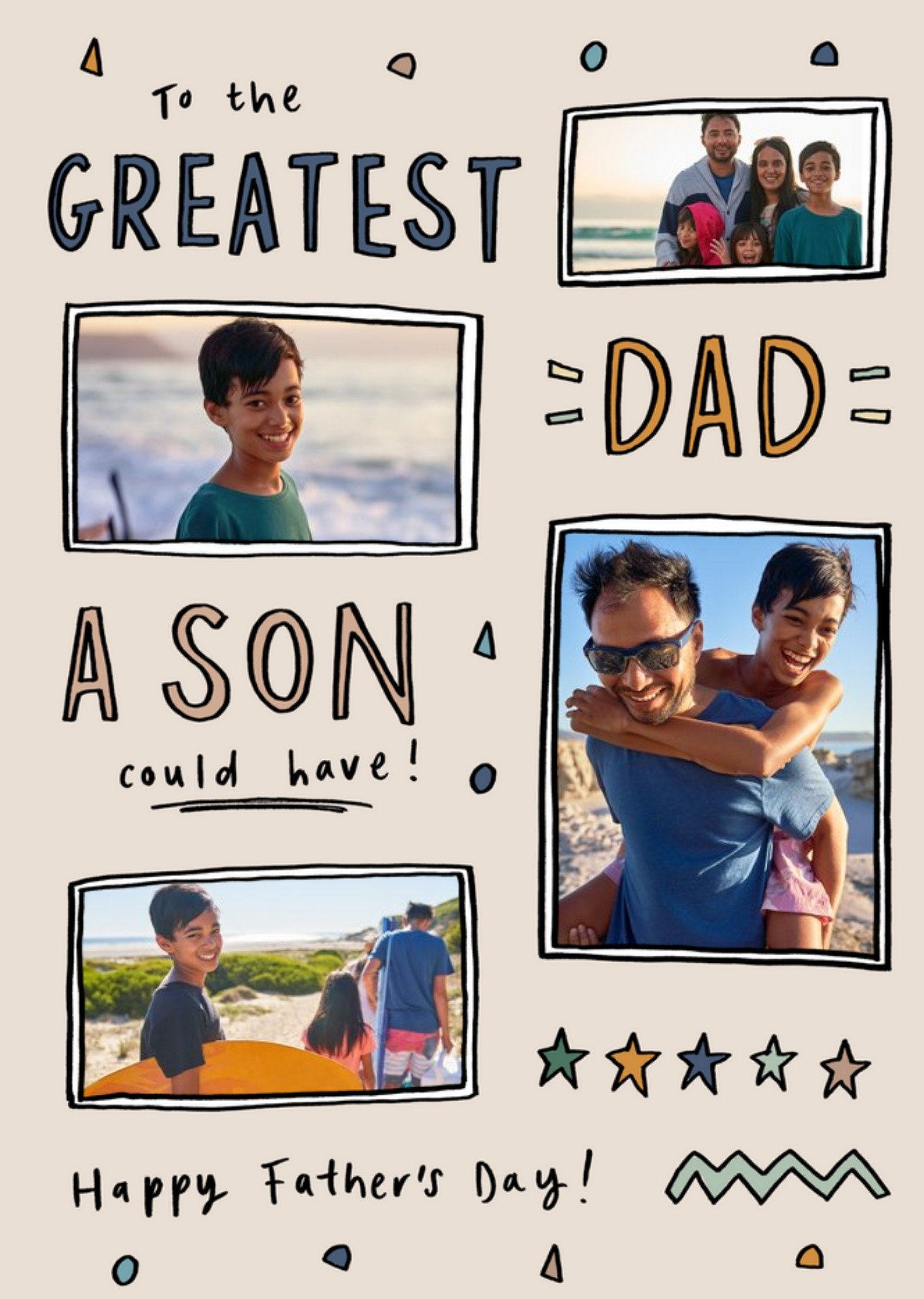 Sketch It Cute Typographic Greatest Dad Photo Upload Father's Day Card Ecard