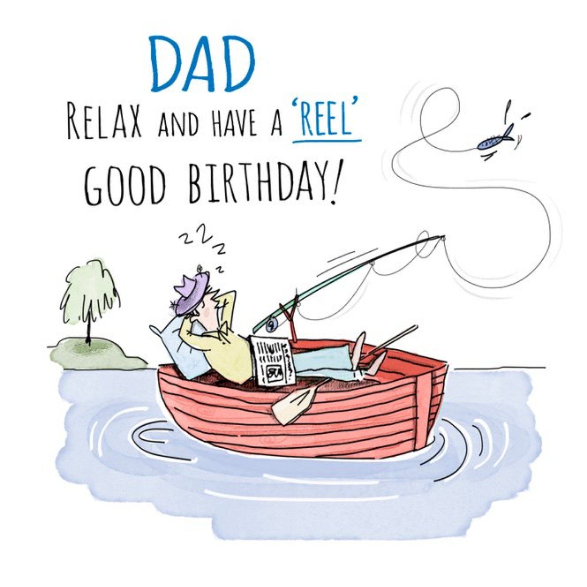 Moonpig Funny Dad Fisihing Birthday Card, Large