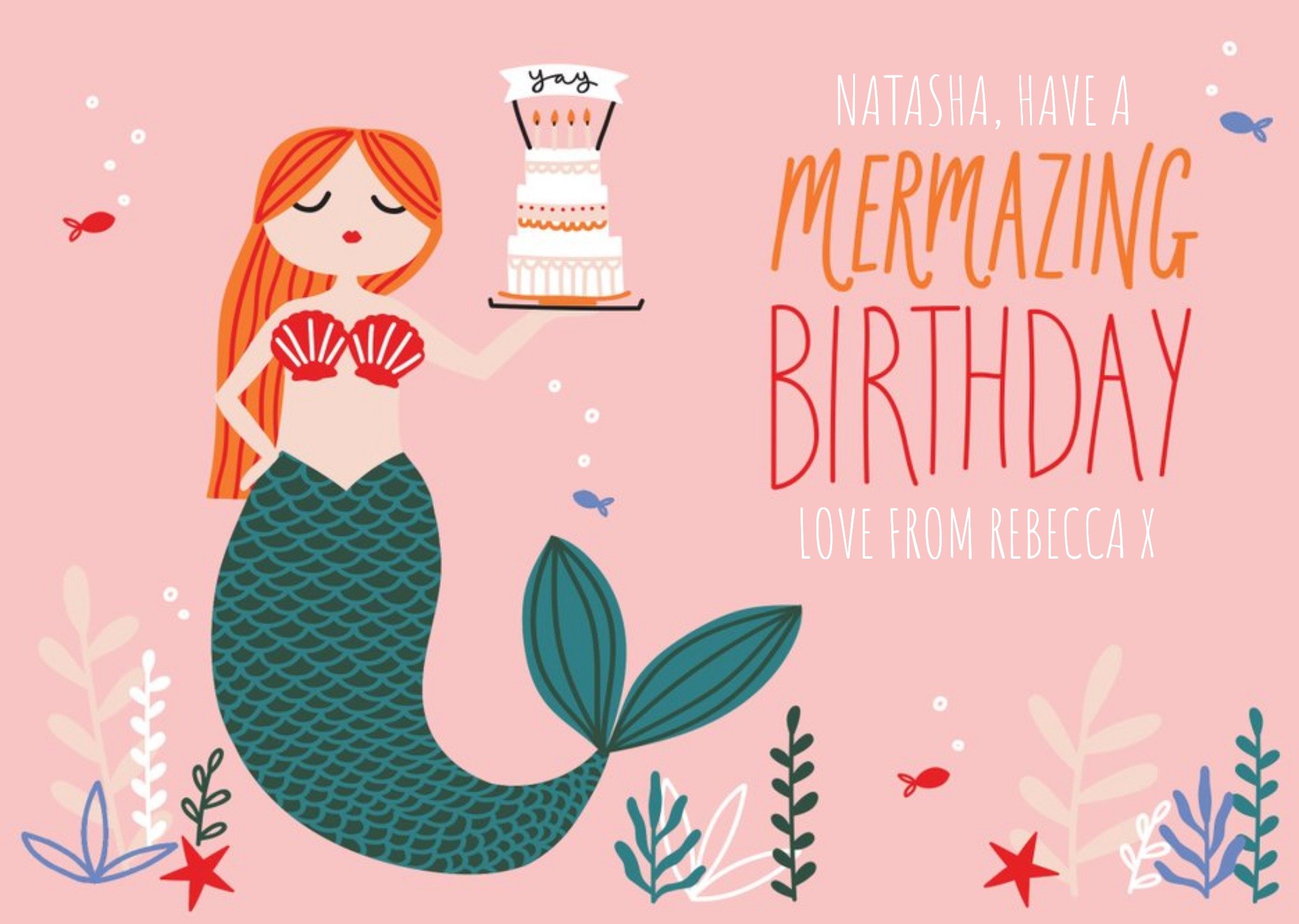 Moonpig Mermaid Mermazing Kids Birthday Card, Large