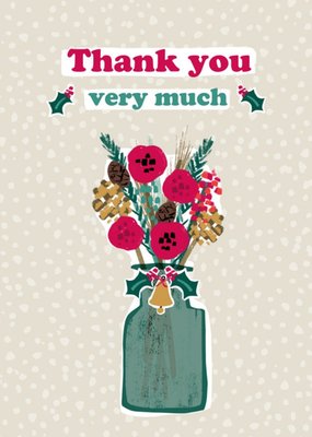 Thank You Very Much Vase And Flowers Christmas Card