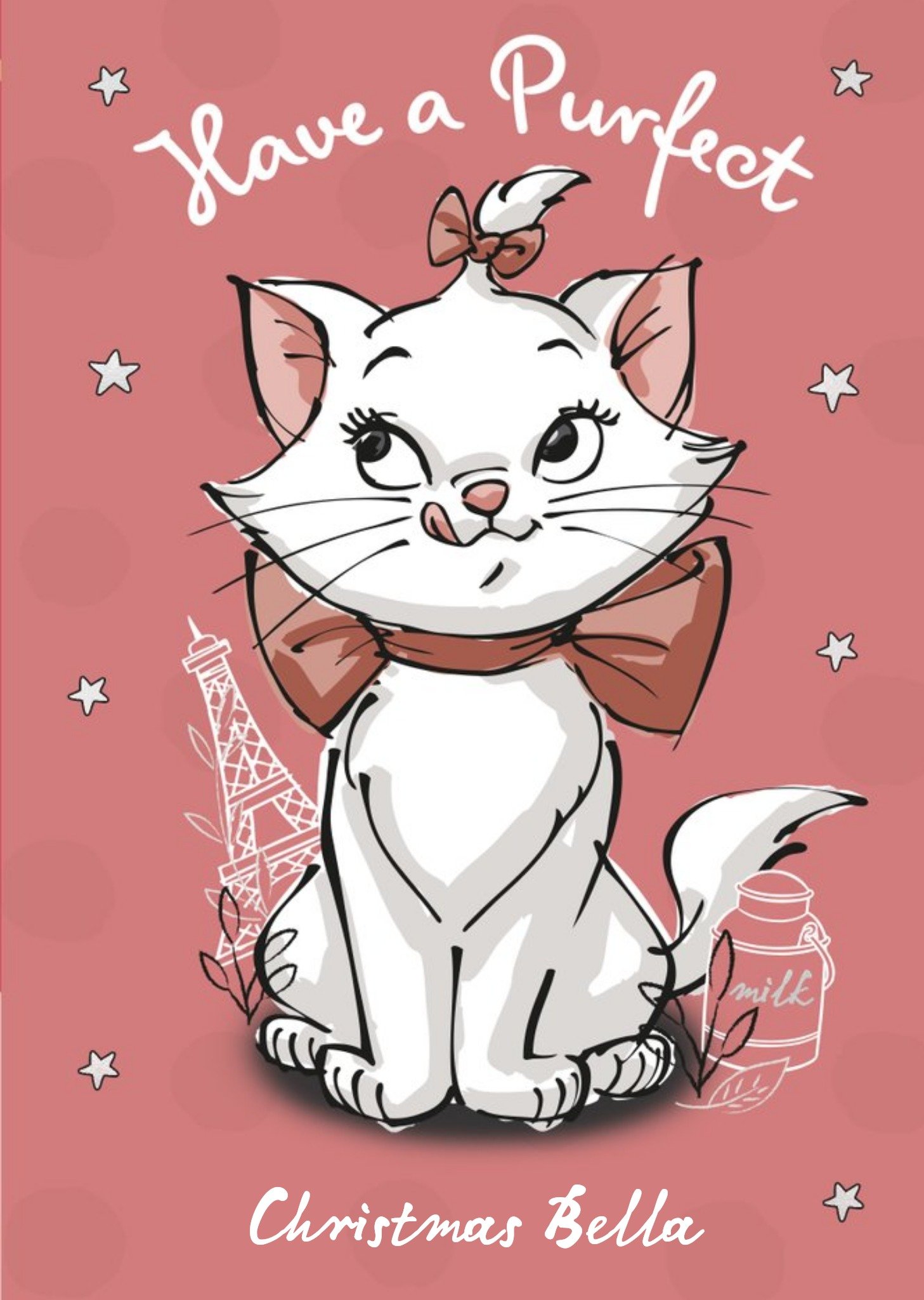 Disney Aristocats Personalised Pink Christmas Card