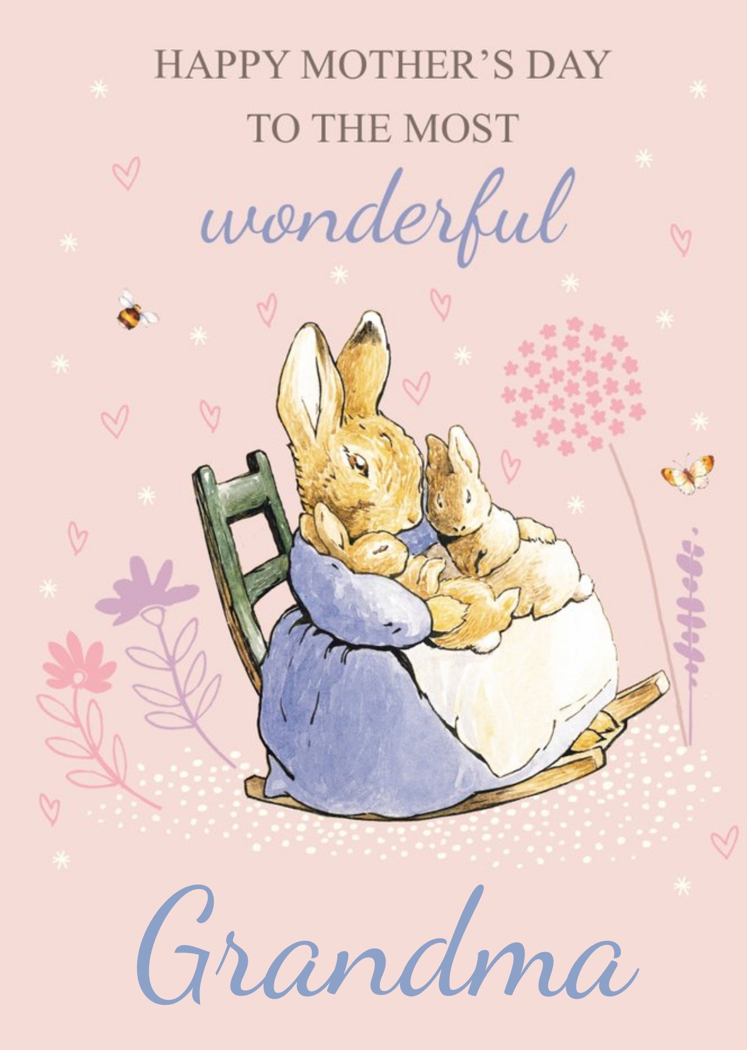 Beatrix Potter Peter Rabbit Happy Mothers Day Grandma Floral Card