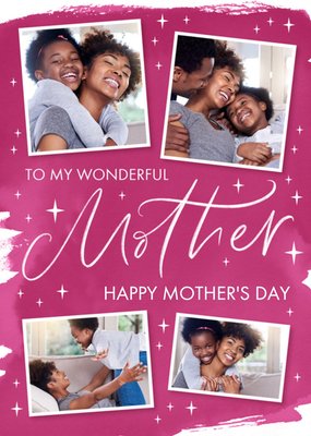 Typographic Calligraphy Wonderful Mother Photo Upload Mother's Day Card