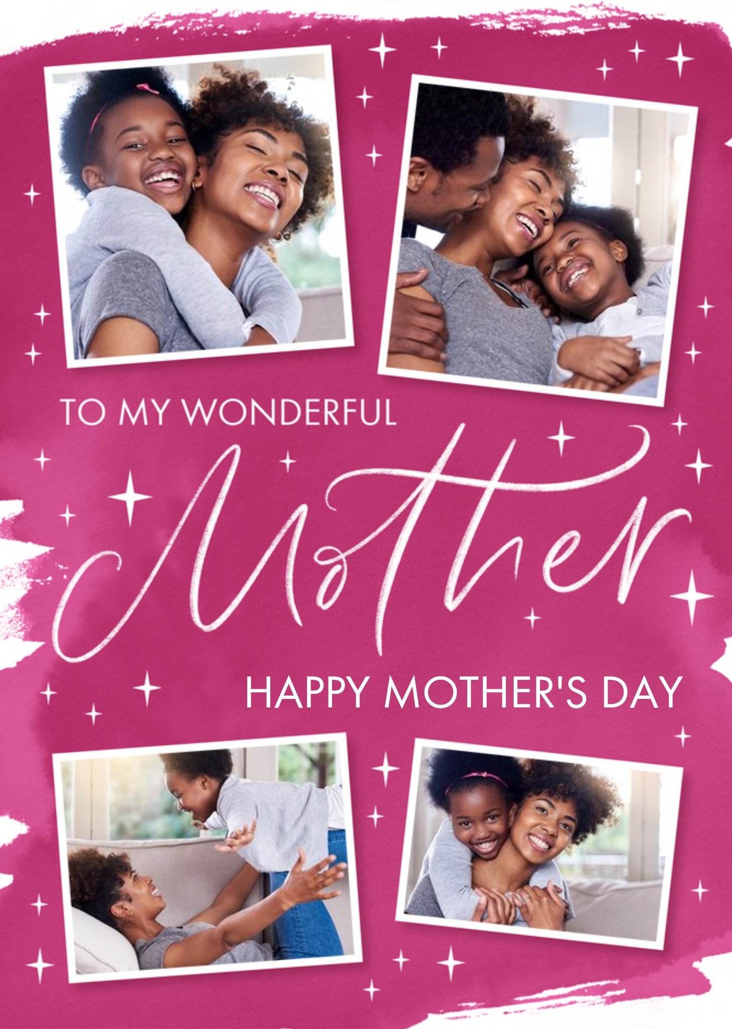 Moonpig Typographic Calligraphy Wonderful Mother Photo Upload Mother's Day Card, Large