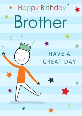 Stripes and Stars Have a Great Day Brother Birthday Card