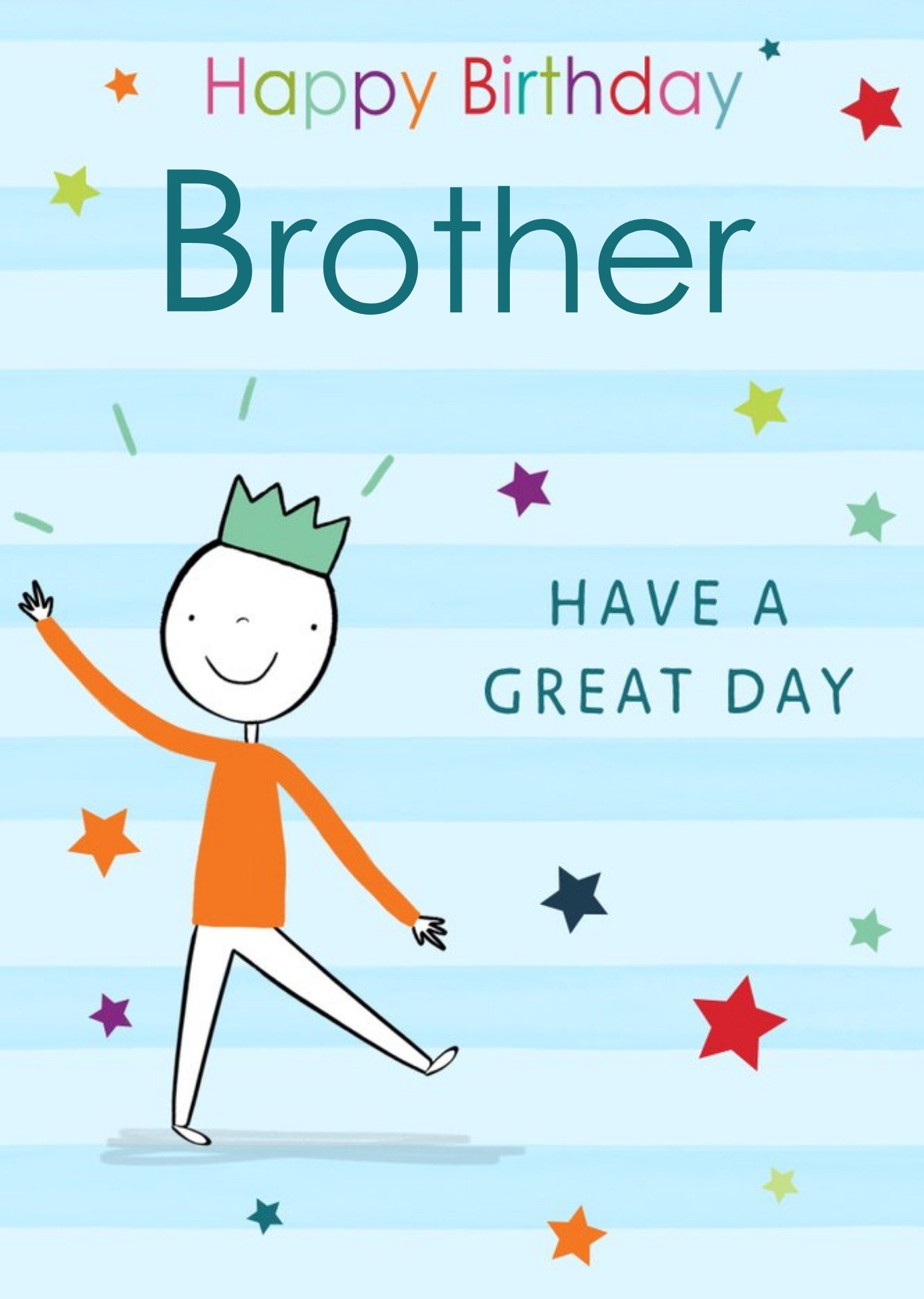 Moonpig Stripes And Stars Have A Great Day Brother Birthday Card Ecard