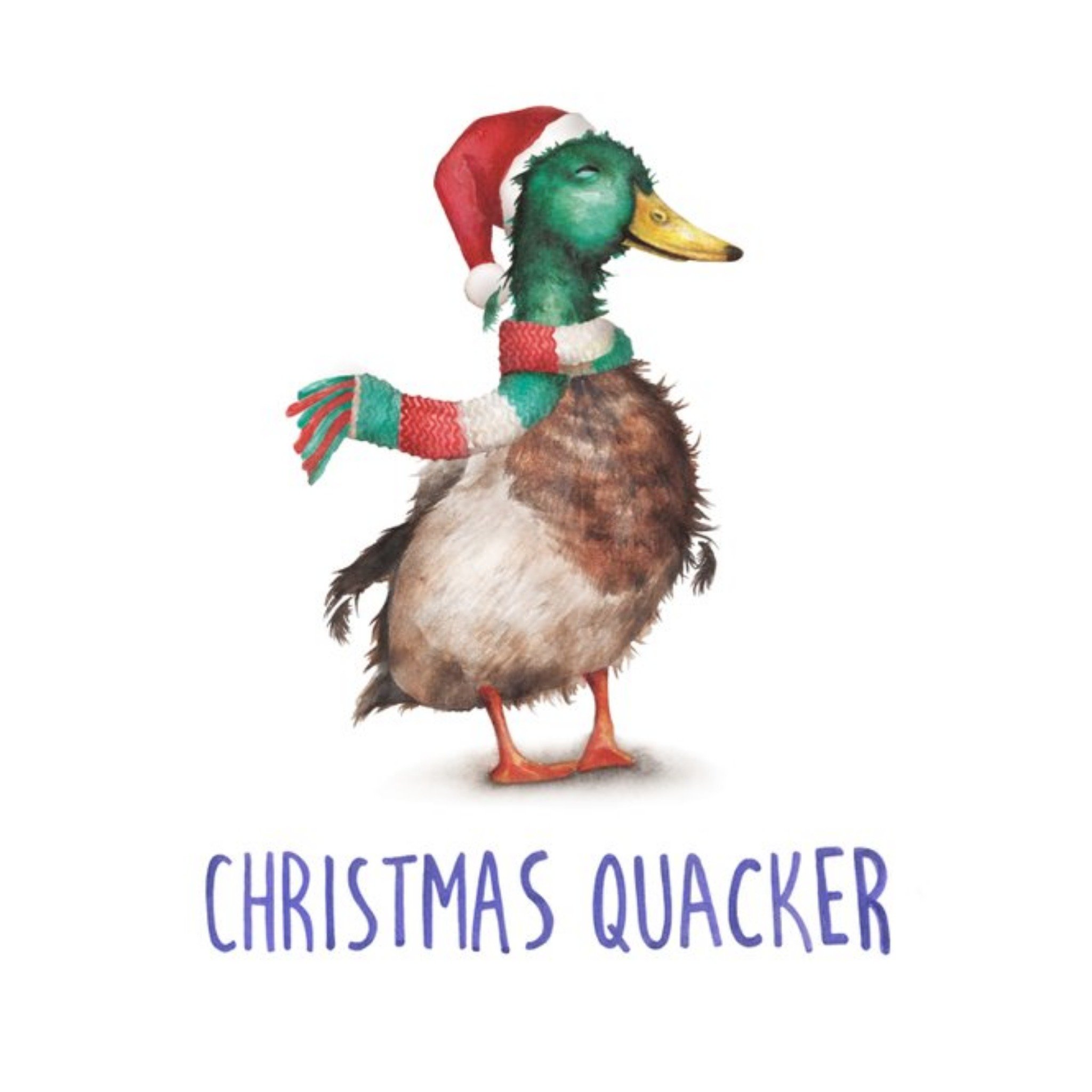 Duck Christmas Quacker Pun Christmas Card, Square