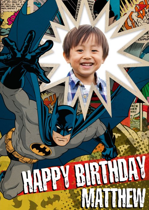Batman Pow Personalised Photo Upload Happy Birthday Card