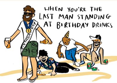 Sketchy Characters Drinks Drunk Birthday Card