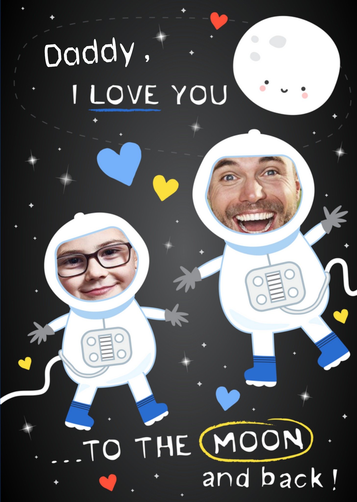 Moonpig Love You To The Moon And Back Personalised Photo Card, Large