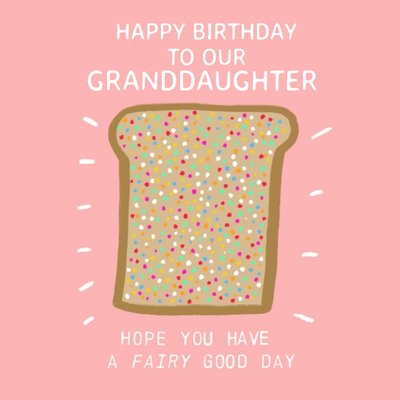 Illustration Of Fairy Bread On A Pink Background Granddaughter's Birthday Card