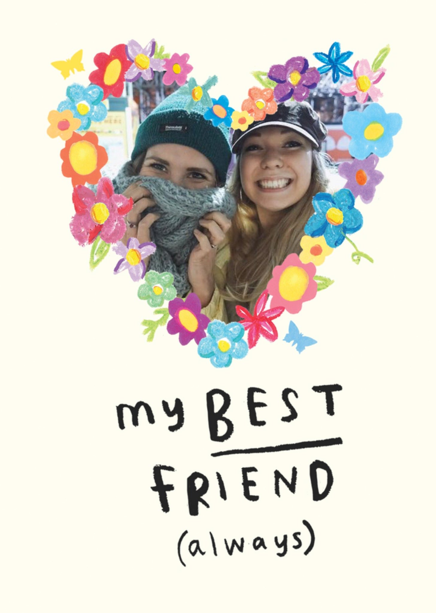 Floral Heart Best Friends Photo Upload Card Ecard