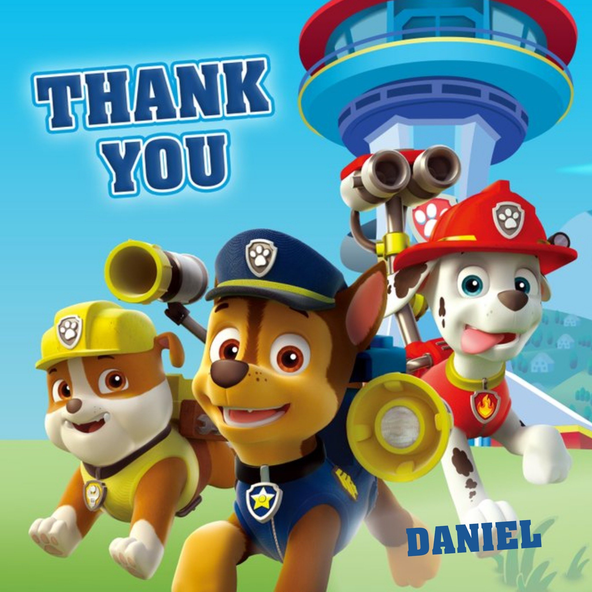 Paw Patrol Thank You Card, Square