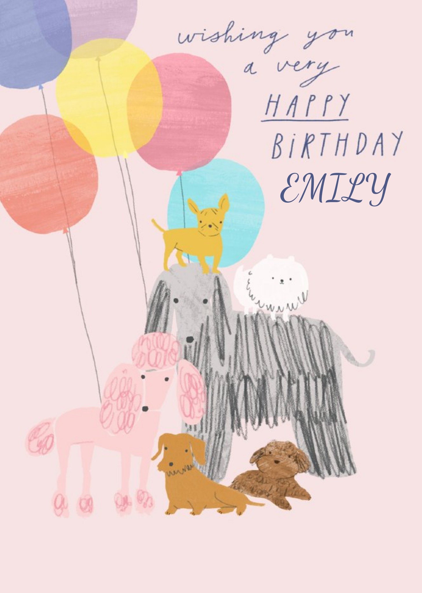 Moonpig Cute Dogs And Balloons Birthday Card, Large