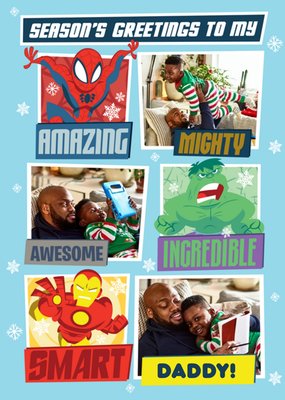 Marvel Comics Avengers Daddy Photo Upload Christmas Card