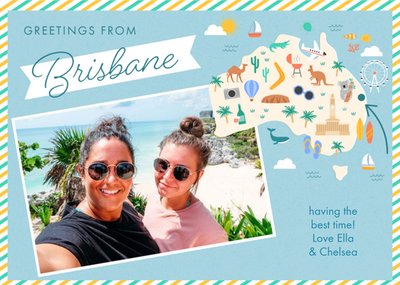Greetings From Brisbane Postcard Style Photo Upload Card
