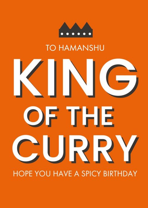 Eastern Print King Of The Curry Spicy Birthday Card