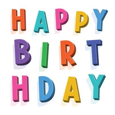 Typographic Lettering Happy Birthday Card