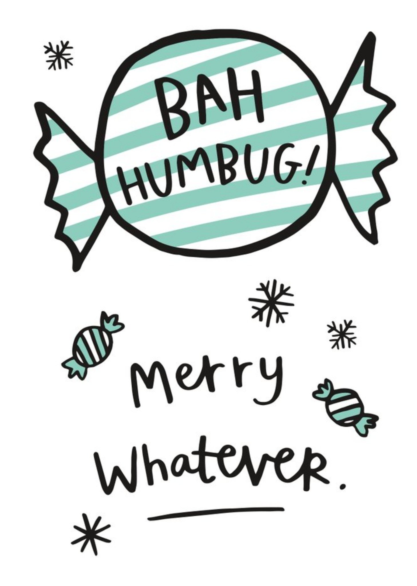 Moonpig Illustration Of Humbug Sweets Humourous Christmas Card, Large