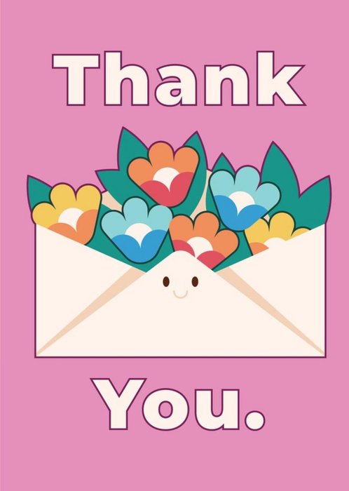 Envelope Filled With Flowers Thank You Card