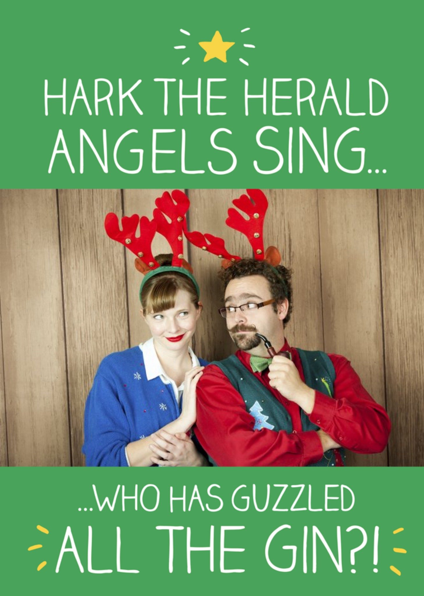 Happy Jackson Hark The Herald Angels Sing And Gin Personalised Photo Upload Christmas Card