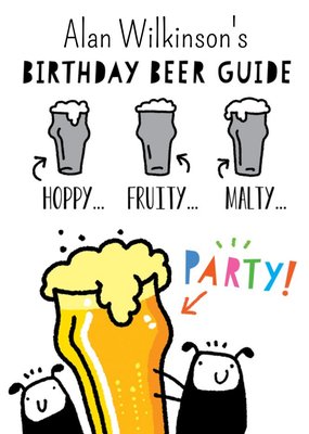 Fun Illustrative Beer Guide Birthday Card