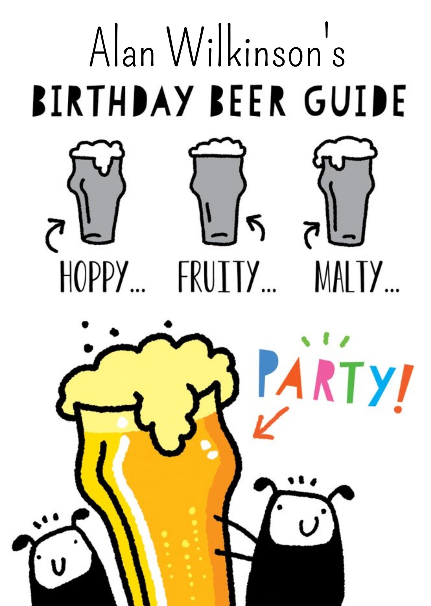 Fun Illustrative Beer Guide Birthday Card Ecard