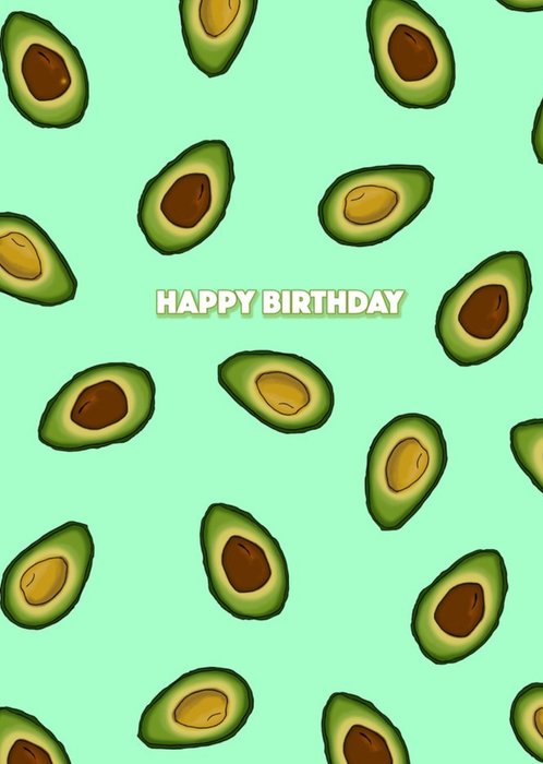 Colourful Illustration Happy Birthday Avacado Card