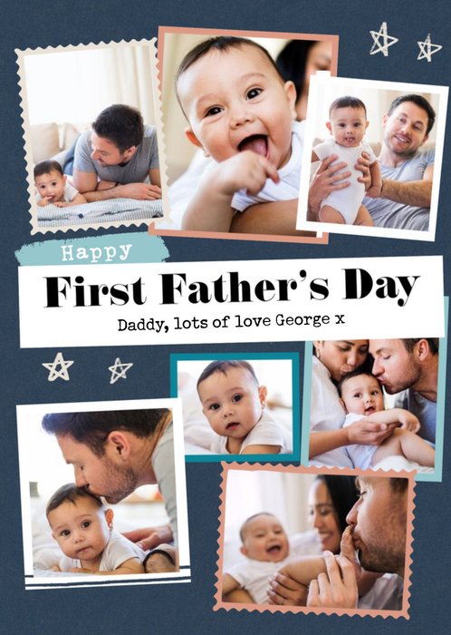 Modern Photo Upload Collage Father's Day Card