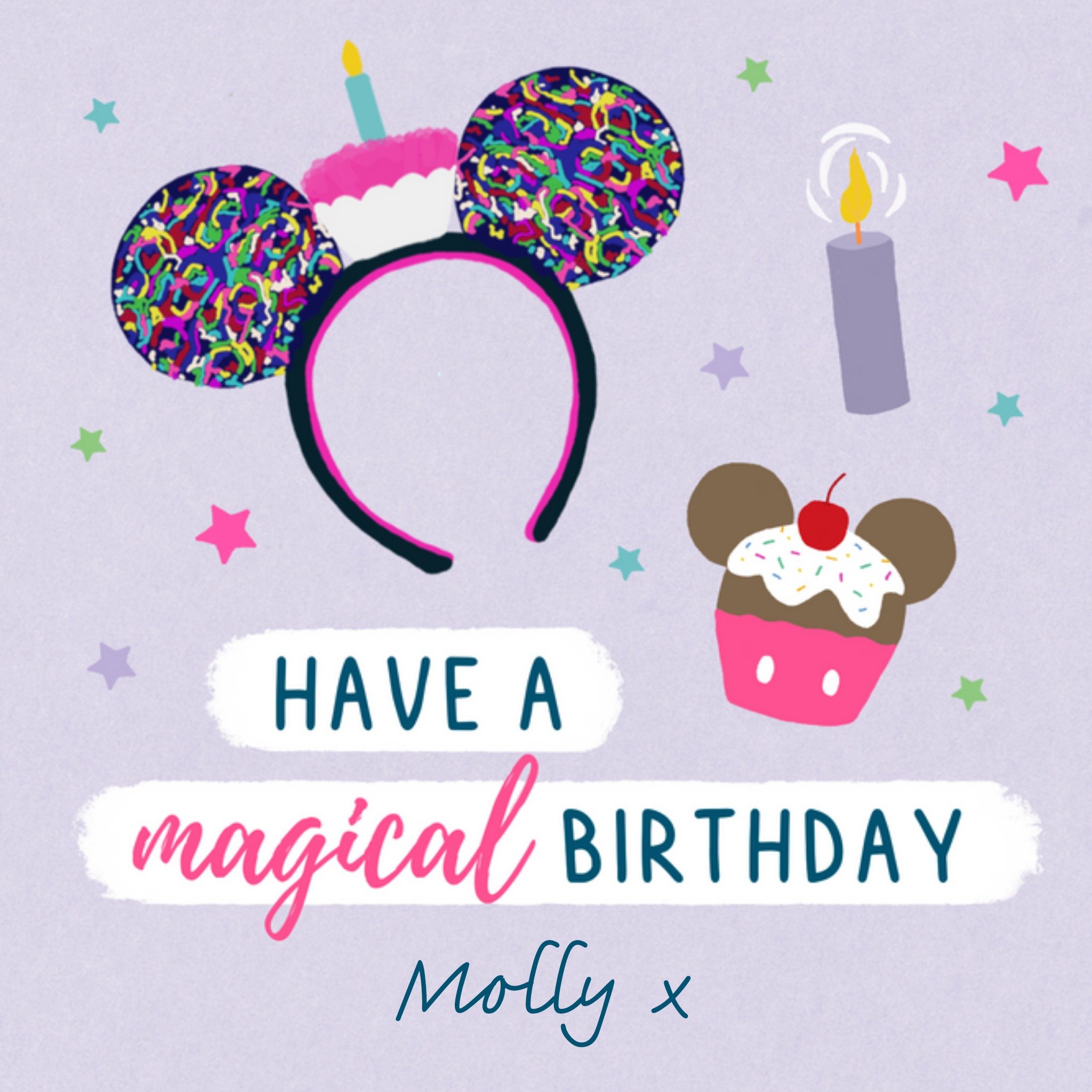 Mickey Mouse Disney Mickey And Minnie Mouse Ears Magical Birthday Card, Large