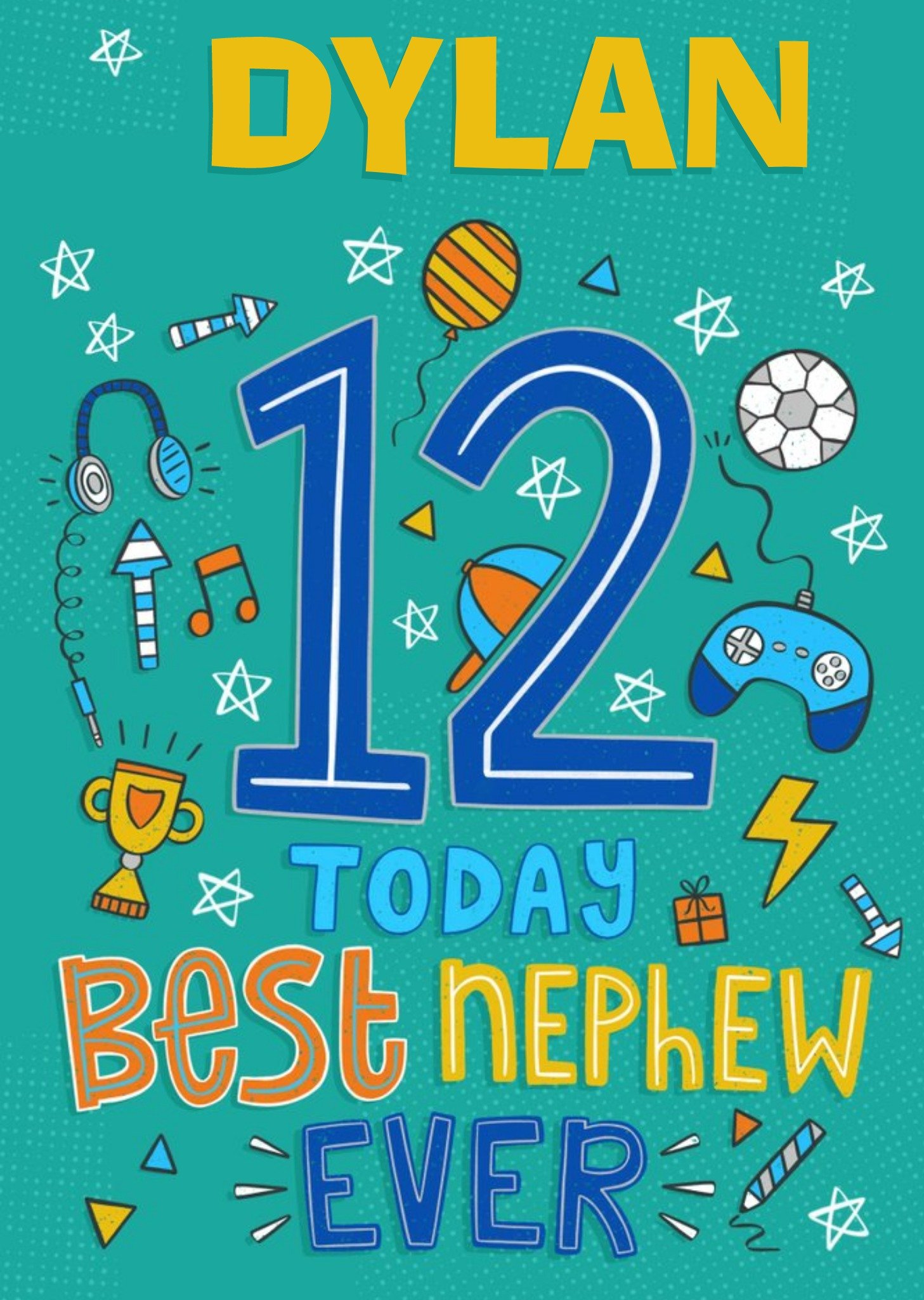 12 Today Best Nephew Ever Hobbies Doodles Birthday Card Ecard