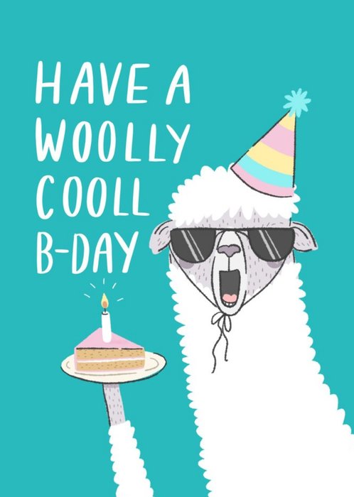 Funny Pun Have A Wolly Cooll B Day Birthday Card