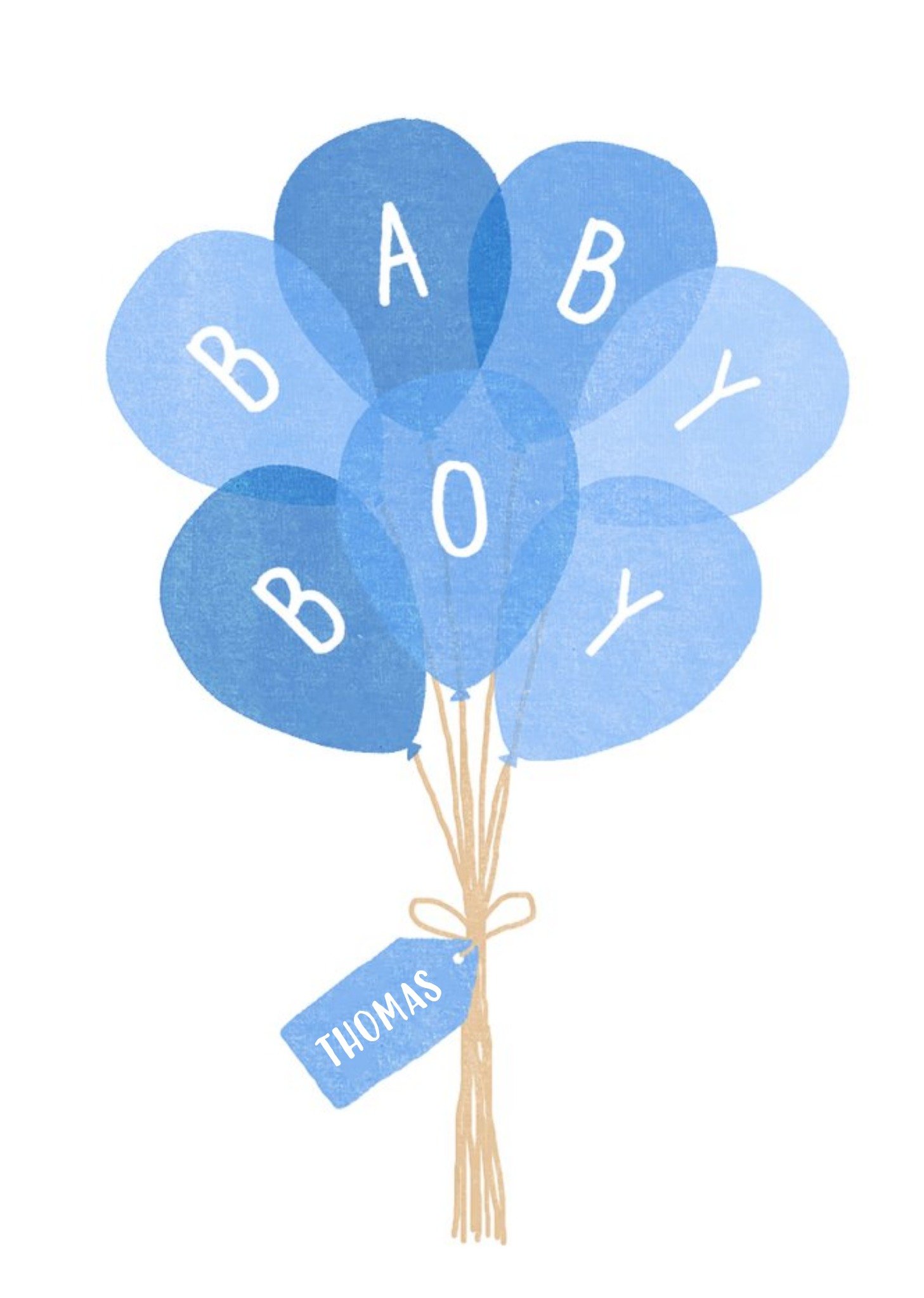 Balloons Baby Boy Personalised Birthday Card Ecard